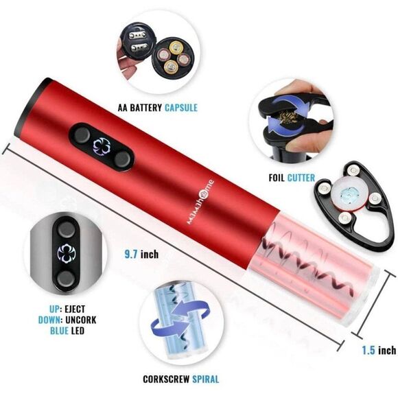 MaMahome Electric Wine Bottle Opener Wine Openers Kit with Foil Cutter - Picture 6 of 8